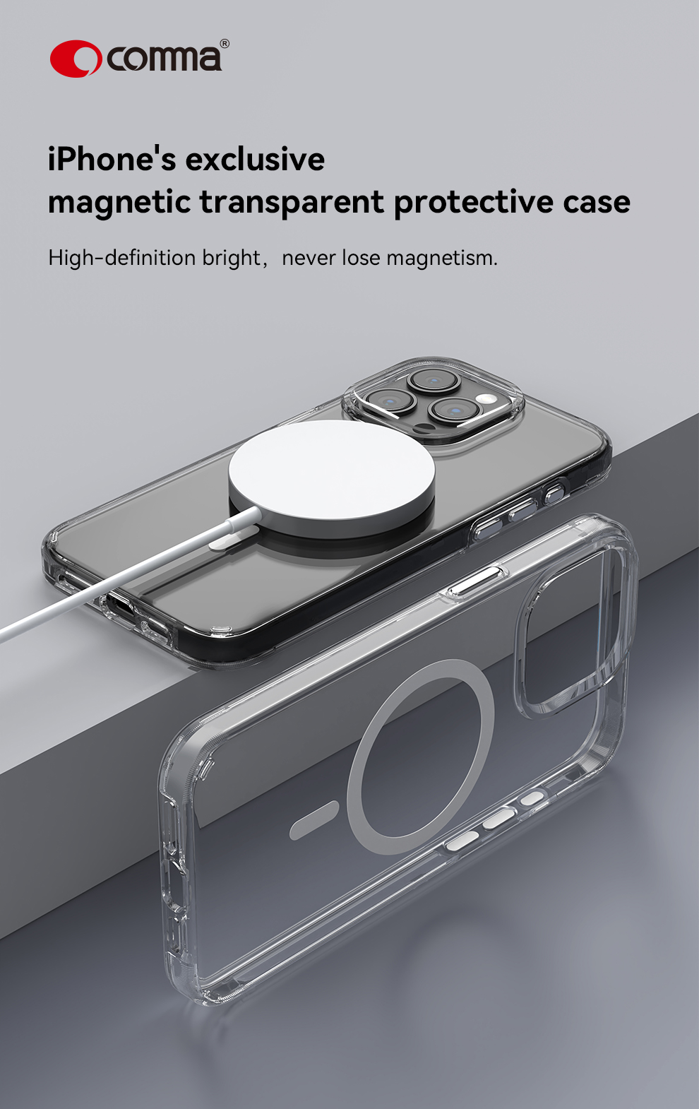 Husa Comma Elemental Mag Iphone 15 Plus - Transparent - 2 | YEO